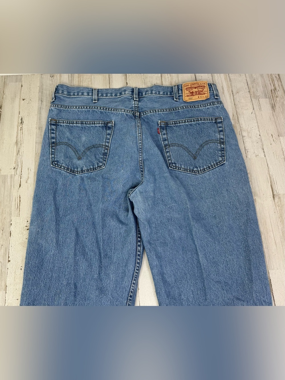Vintage Levis 550 Pants Jeans Men 42x31 Denim Stretch Blue Straight - Picture 11 of 12